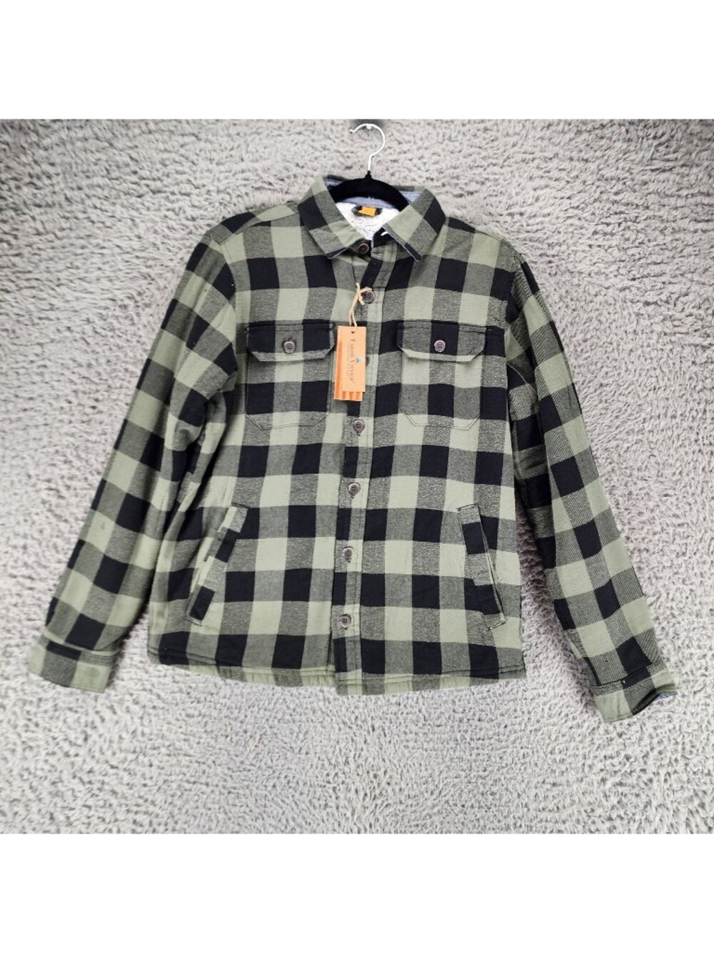 Tailor Vintage Jacket Mens Small Green Buffalo Check Sherpa Lined Shacket*NWT*